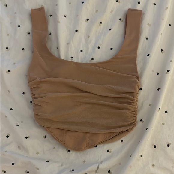 Zara Tan Ruched Crop Camisole - Picture 3 of 3